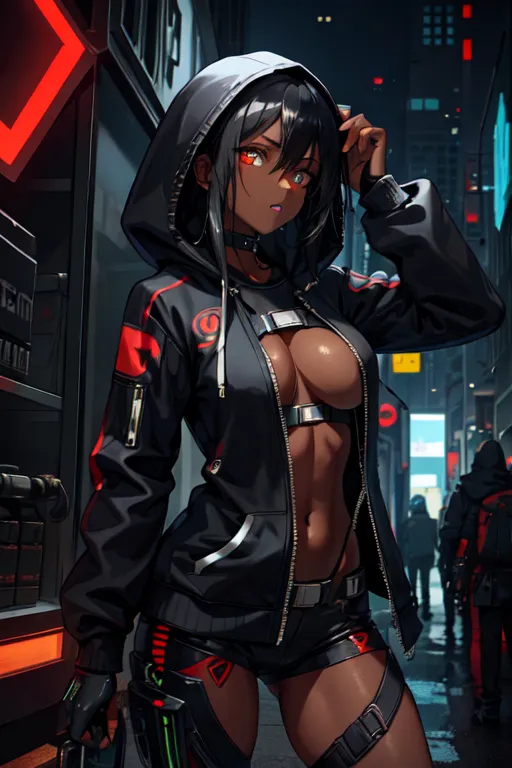 anime girl in cyberpunk city Stock Illustration