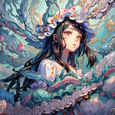 A girl deep in a fantasy world