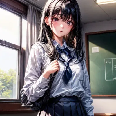 AI-generated art of a girl wearing a school uniform