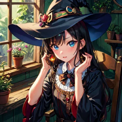 Big hat witch generated by AI