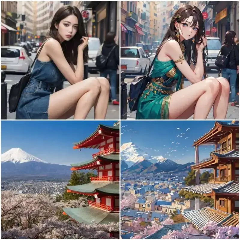 AI converts real photo and landscape into anime-style pictures